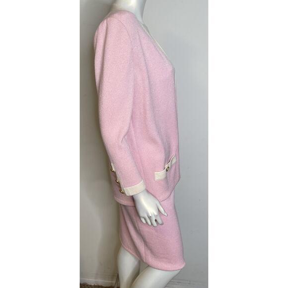 St. John Petal Pink Santana Knit 2 Pc Skirt Suit 10 M NWT NEW Jacket Straight - Picture 5 of 15